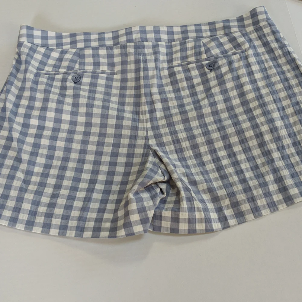 Harve Benard, light blue gingham shorts. Size 14